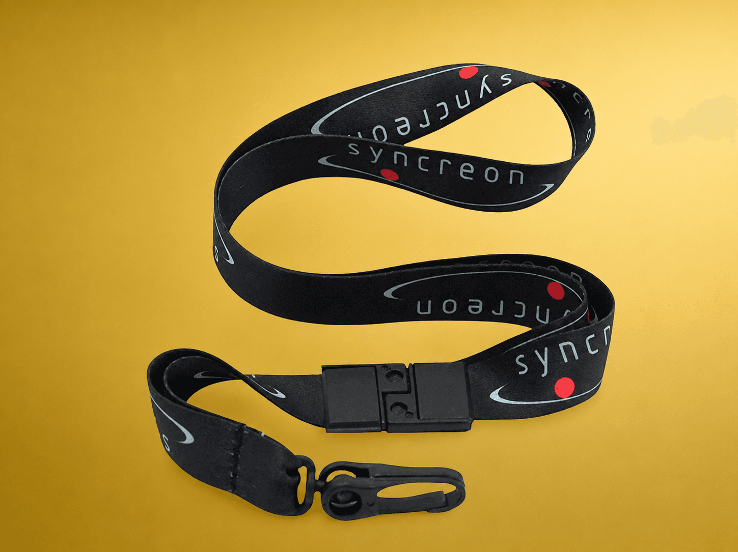 Cordão Personalizado Digital 0,80 cm x 20mm com Clips e Fixador de Plástico e Trava de Segurança