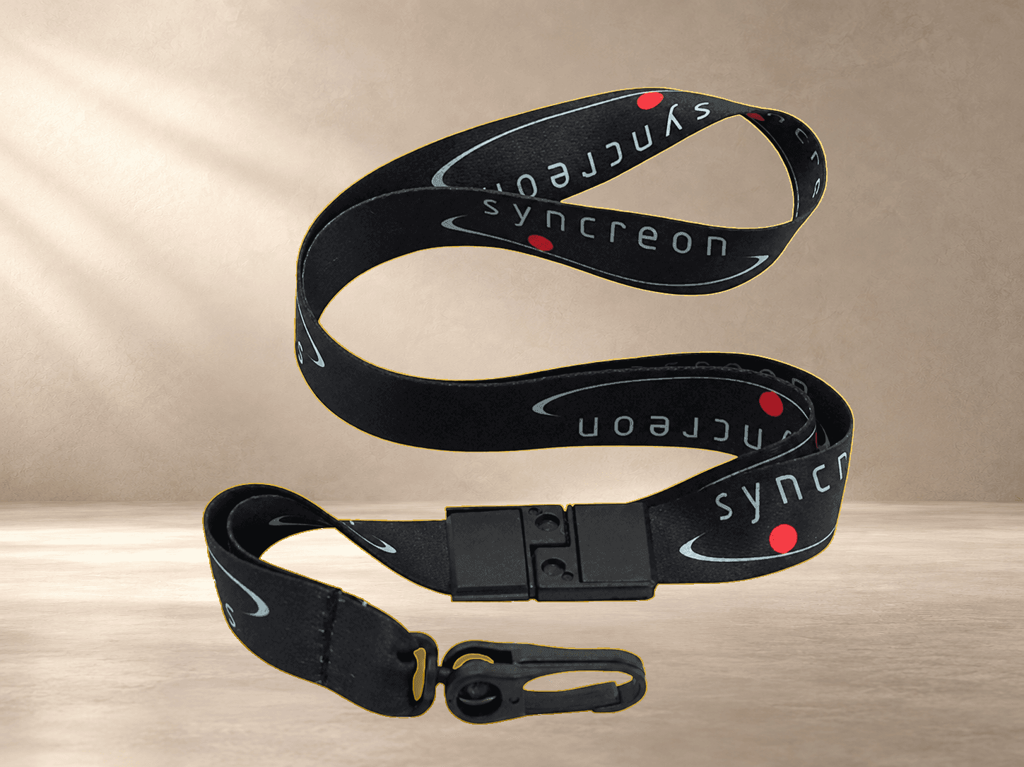 Cordão Personalizado Digital 0,80 cm x 15mm com Clips e Fixador de Plástico e Trava de Segurança