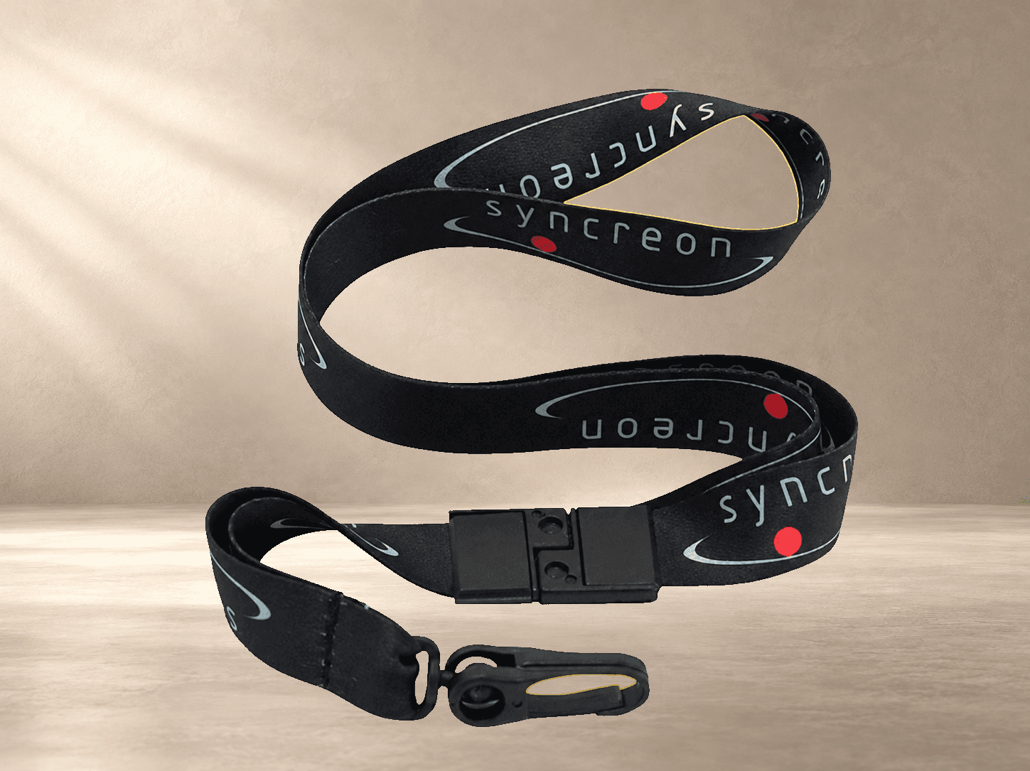 Cordão Personalizado Digital 0,80 cm x 15mm com Clips e Fixador de Plástico e Trava de Segurança